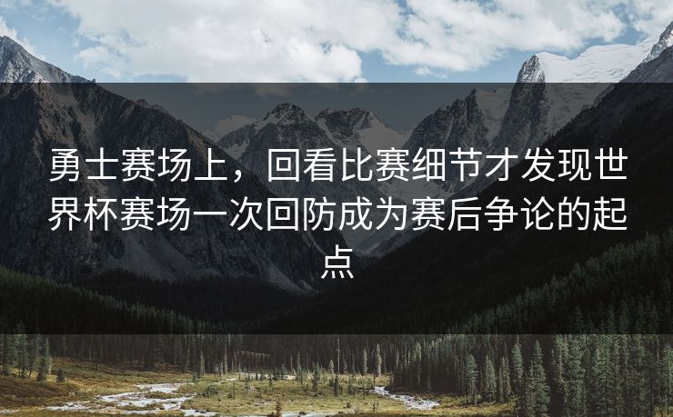 勇士赛场上，回看比赛细节才发现世界杯赛场一次回防成为赛后争论的起点